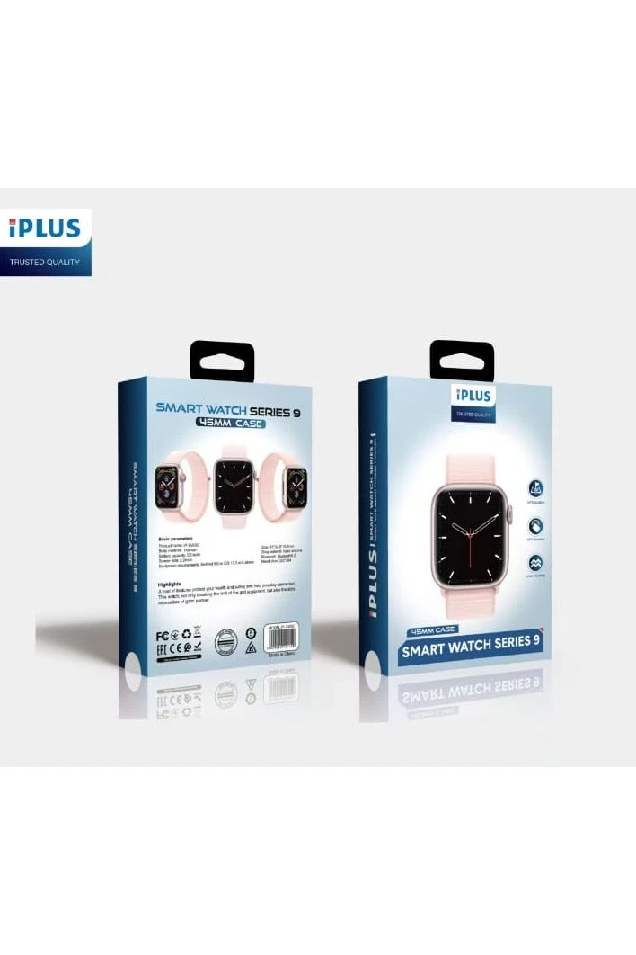 ساعة ذكية iPLUS Series 9 مقاس 45 ملم بشاشة 2.0 بوصة – بلوتوث 5.2، GPS، NFC، مقاومة للماء، متوافقة مع أندرويد و iOS