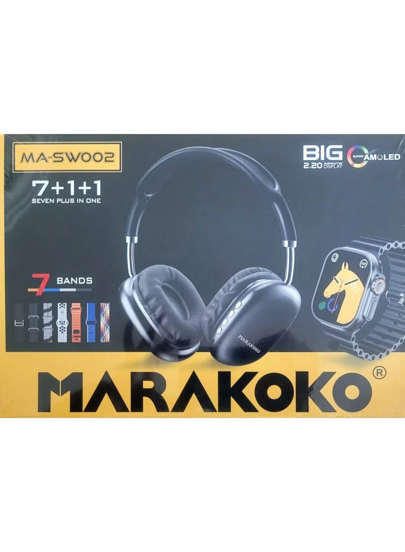 ساعة ذكية مع اساور مع سماعة اذن لاسلكية