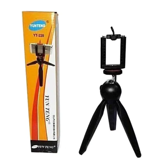 حامل ثلاثي القوائم مع حامل للهاتف أسود/أحمر