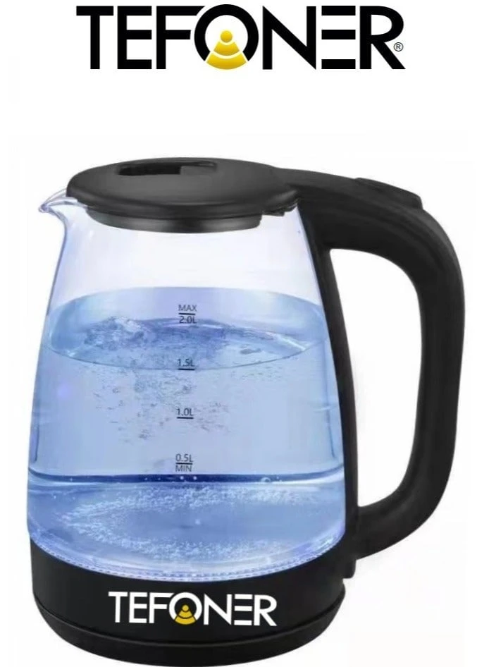 تيفونر غلاية كهربائية زجاج شفاف سعة 2 لتر -TE-KE004