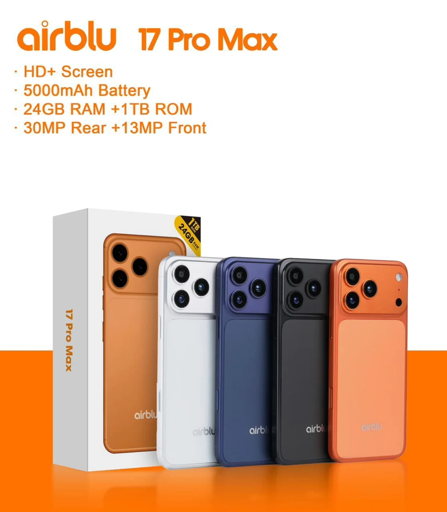 جوال Airblu 17 Pro Max – RAM 24GB | ذاكرة 1TB | اتصال 5G
